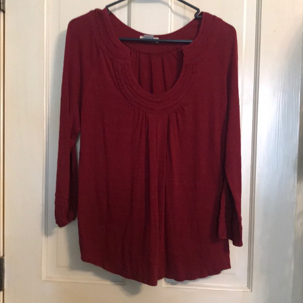 Dark red lucky brand 3/4 length shirt